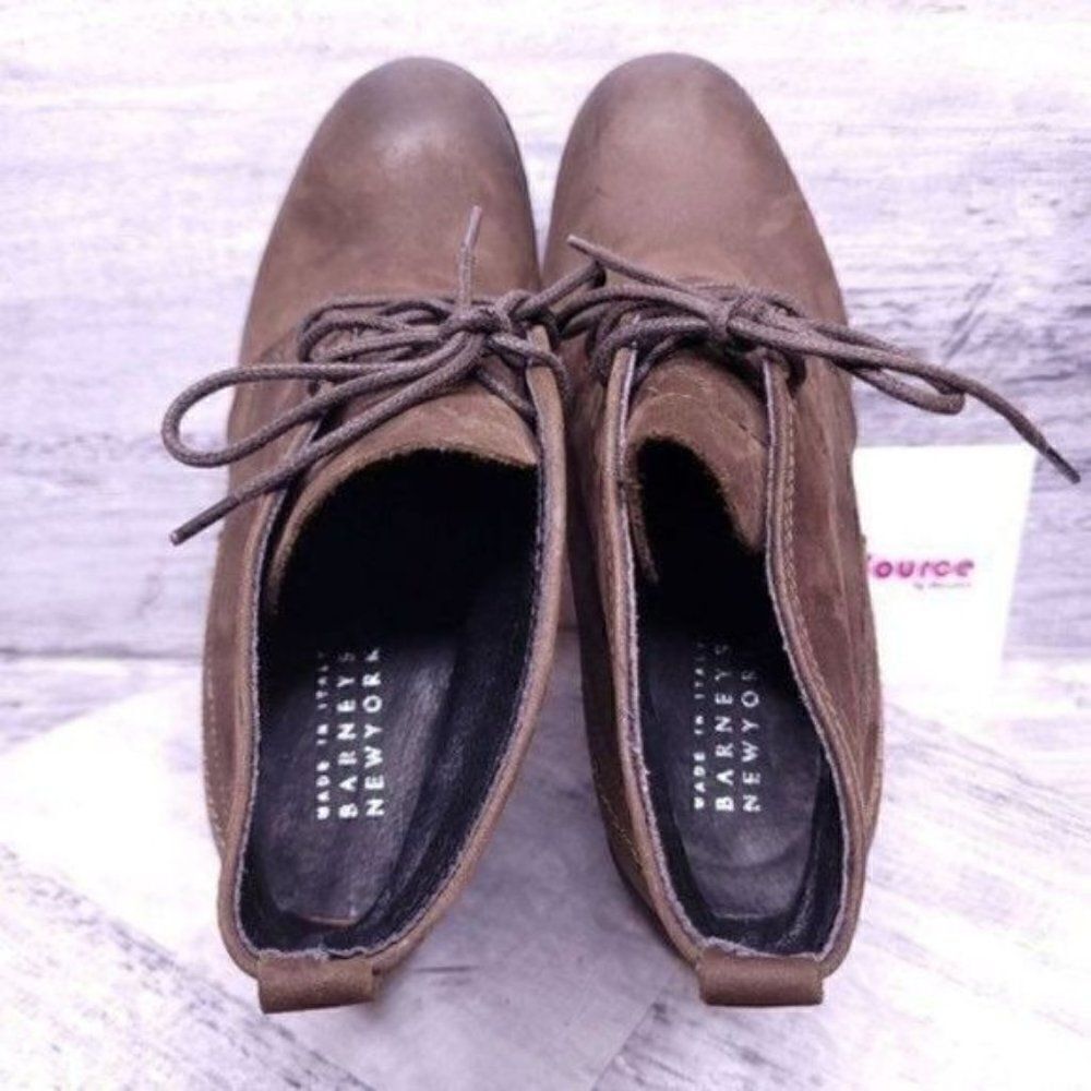 Barney's New York Leather Italian Heeled Oxford Boot Brown sz 36 Women's sz 5.5 - Picture 6 of 8